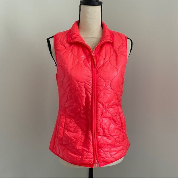 J. Crew Quilted Vest sz XS Orange Padded Preppy Y2K Casual Outdoor Hiking Jacket - Picture 1 of 15